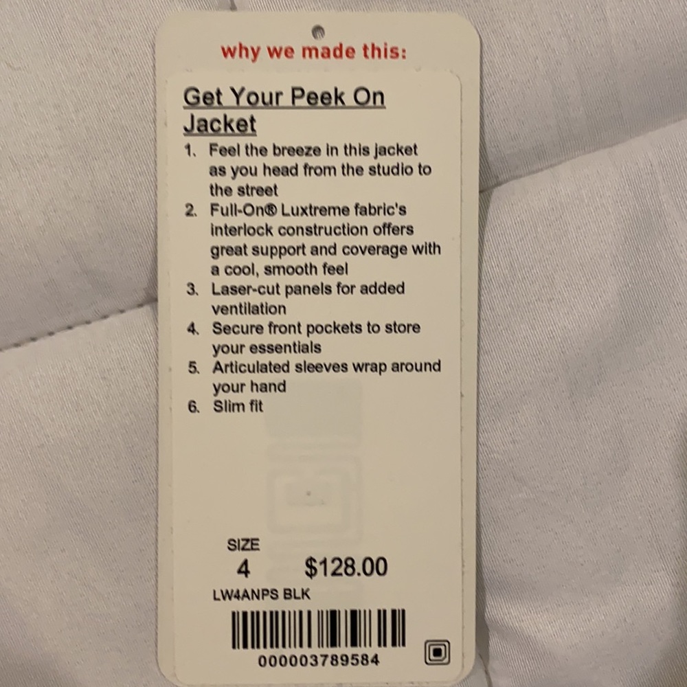 LuLuLemon Get Your Peek On Black Jacket SIZE 4 - Picture 8 of 17